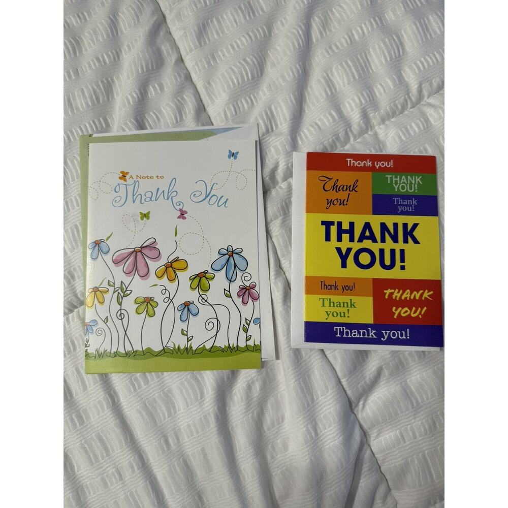 Lot of 2 Thank You Cards Greeting New